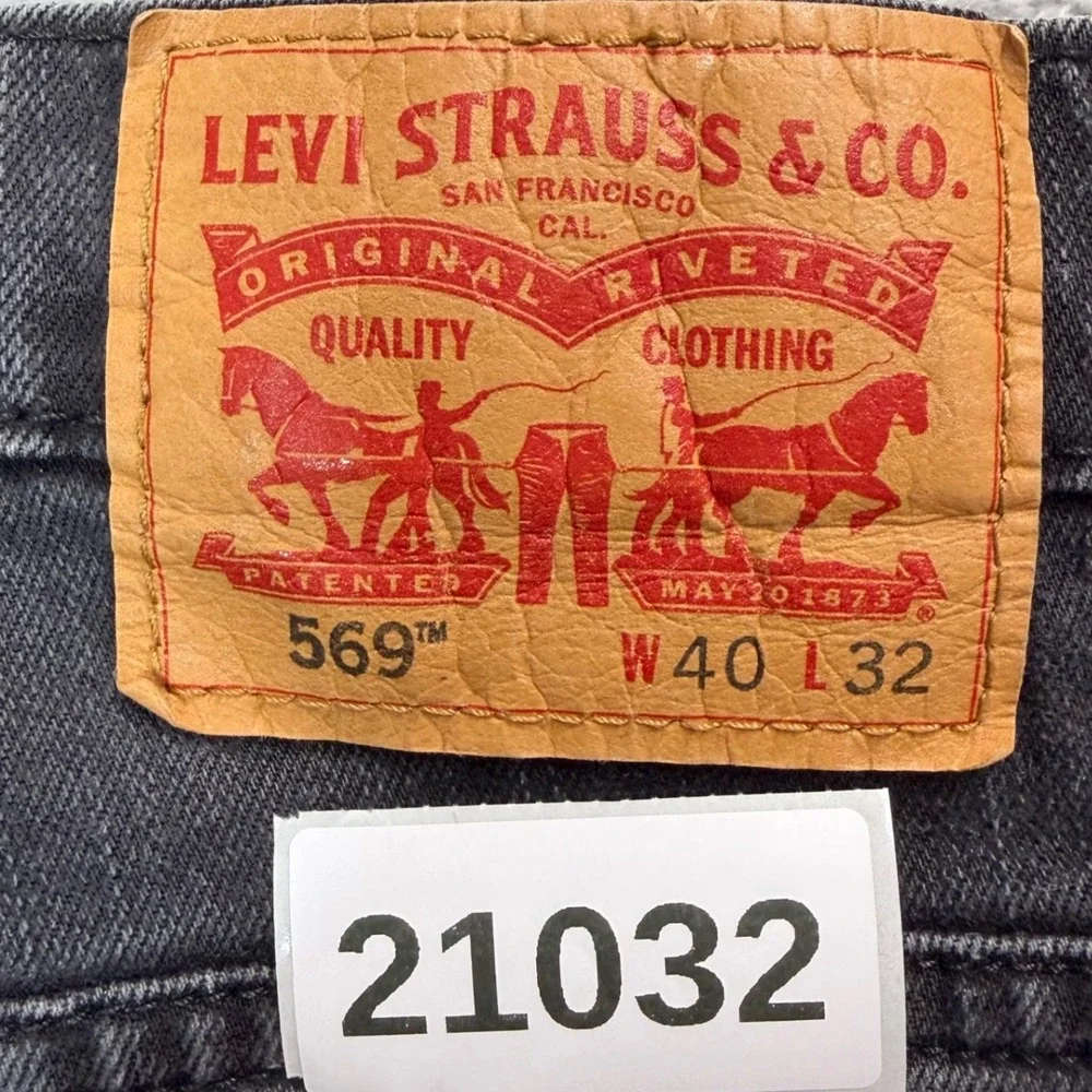 Levis 569 Jeans Mens Measures 40X31 Tag 40X32 Black Loose Baggy Straight Stretch